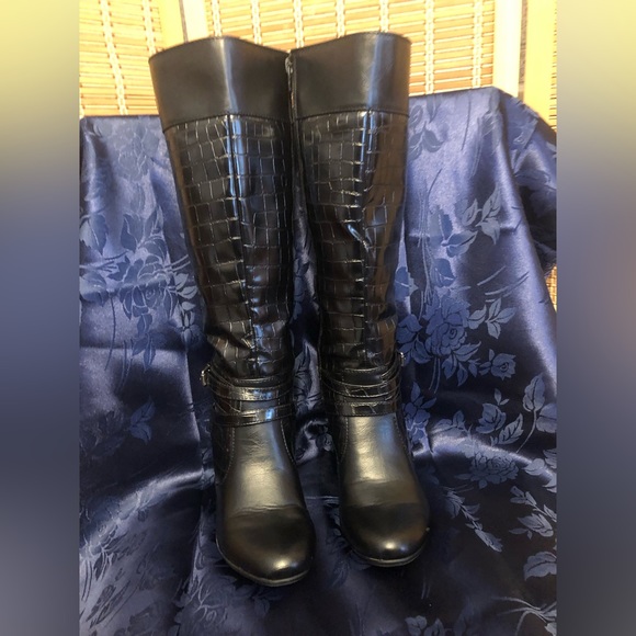 LifeStride women's dressy tall black faux alligator boots size 7 - Picture 16 of 16